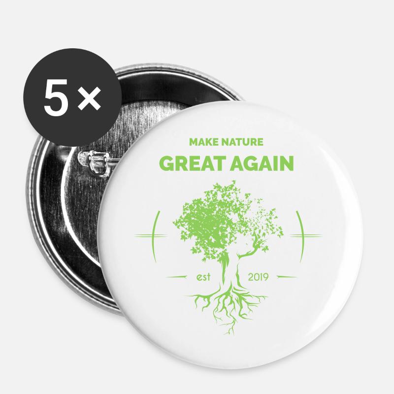 make nature great again klimaschutz Natur Bäume - Buttons klein 25 mm (5er Pack) - Weiß