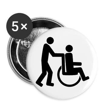 2 friends team couple push disability wheelchair - Buttons small 1''/25 mm (5-pack) - white - Front