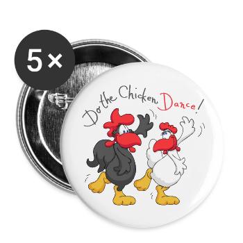 Faire la danse du poulet - Lot de 5 petits badges (25 mm) - blanc - Devant