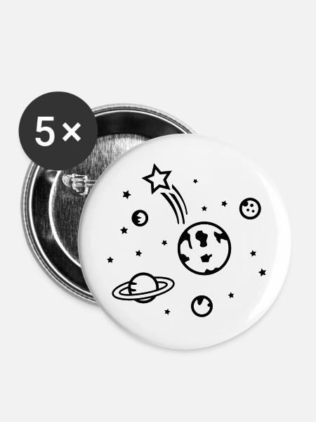 universe - Buttons klein 25 mm (5er Pack) - Weiß