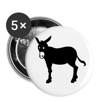 âne catalan, symbole de la Catalogne Barcelone - Lot de 5 petits badges (25 mm) - blanc - Devant