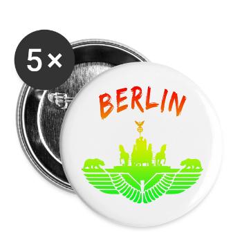 Berlin Design / Berliner Bär Brandenburger Tor - Lot de 5 petits badges (25 mm) - blanc - Devant