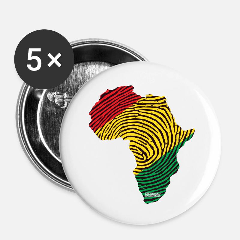 Africa Fingerprint Pattern Palette - Buttons small 1''/25 mm (5-pack) - white