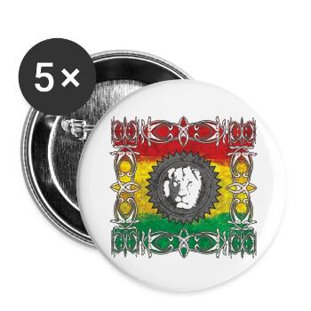 Lion Portrait with Colored Flag - Buttons small 1''/25 mm (5-pack) - white - Front