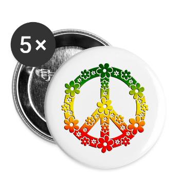 Reggae Peace Symbol Love Sommer Frieden Liebe - Buttons klein 25 mm (5er Pack) - Weiß - Vorne