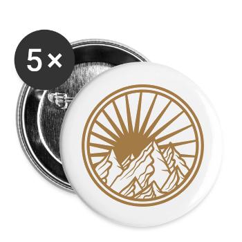 gold mountains circle round logo sun high mountain - Buttons small 1''/25 mm (5-pack) - white - Front