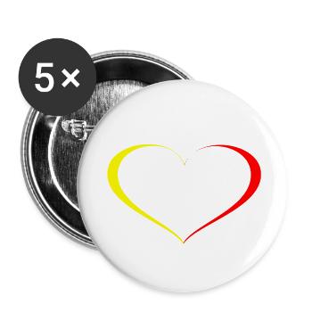 Heart Yellow Red - Buttons small 1''/25 mm (5-pack) - white - Front