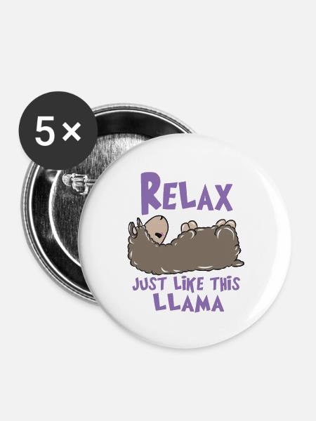 Relax Lama - Buttons klein 25 mm (5er Pack) - Weiß