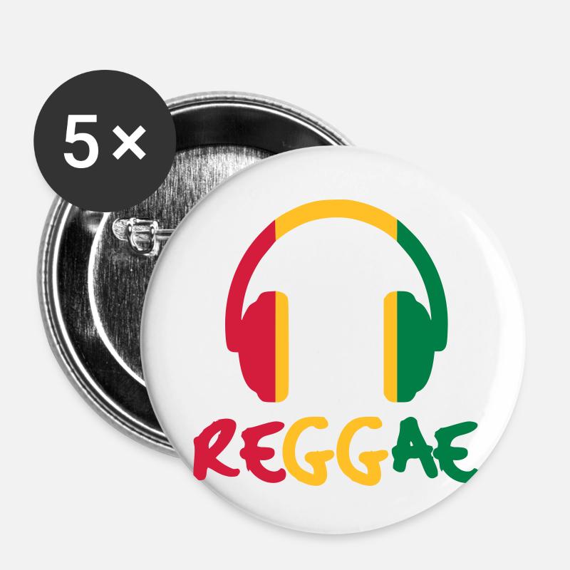 Reggae - Buttons klein 25 mm (5er Pack) - Weiß