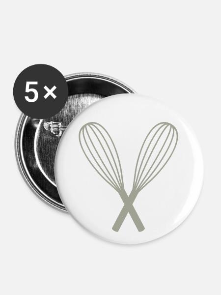 Schneebesen Koch Geschenkidee - Buttons klein 25 mm (5er Pack) - Weiß