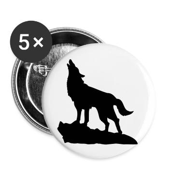 Wolf Howling - Buttons small 1''/25 mm (5-pack) - white - Front