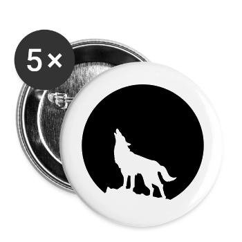Wolf Howling Moon - Buttons small 1''/25 mm (5-pack) - white - Front