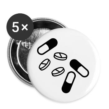 pillen_und_tabletten_f1 - Buttons klein 25 mm (5er Pack) - Weiß - Vorne