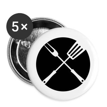 kreis rund logo essen grillgabel pfannenwender wer - Buttons klein 25 mm (5er Pack) - Weiß - Vorne