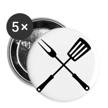 essen grillgabel pfannenwender werkzeug besteck gr - Buttons klein 25 mm (5er Pack) - Weiß - Vorne
