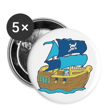 Pirate Boat - Lot de 5 petits badges (25 mm) - blanc - Devant