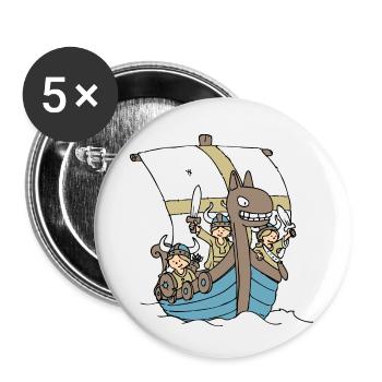 Viking Boat front - Lot de 5 petits badges (25 mm) - blanc - Devant