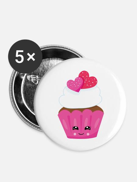 cupcake - Buttons klein 25 mm (5er Pack) - Weiß