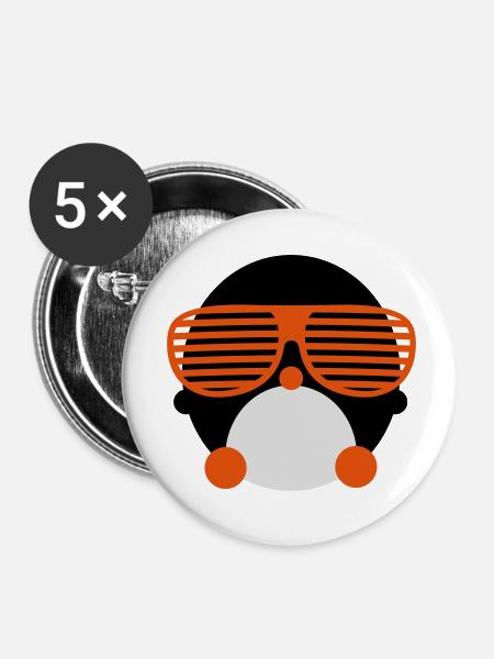 Pinguin - Buttons klein 25 mm (5er Pack) - Weiß