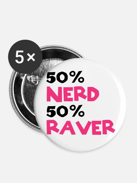Nerd Raver - Buttons klein 25 mm (5er Pack) - Weiß