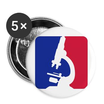 rouge bleu microscope logo scientifique chercheur f - Lot de 5 petits badges (25 mm) - blanc - Devant