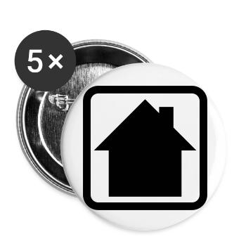 Haus Logo Button Symbol - Buttons klein 25 mm (5er Pack) - Weiß - Vorne