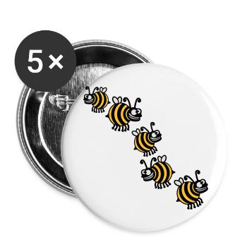 Thick crazy bees - Buttons small 1''/25 mm (5-pack) - white - Front