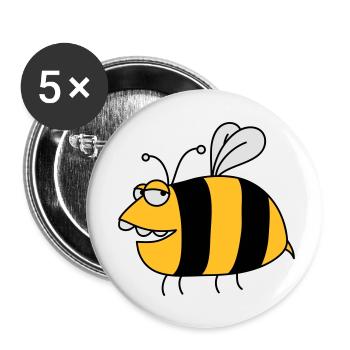 Fun thick bee - Buttons small 1''/25 mm (5-pack) - white - Front