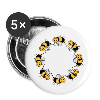 Funny bee circle pattern - Buttons small 1''/25 mm (5-pack) - white - Front