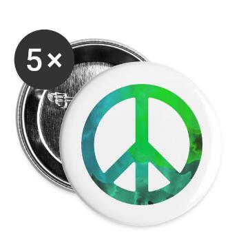 Peace grünblau Aquarell bunt Geschenk symbol - Buttons klein 25 mm (5er Pack) - Weiß - Vorne