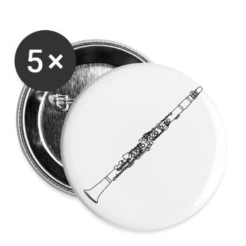 clarinette - Lot de 5 petits badges (25 mm) - blanc - Devant