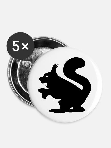 Killer Squirrel - Böses Eichhörnchen - Buttons klein 25 mm (5er Pack) - Weiß