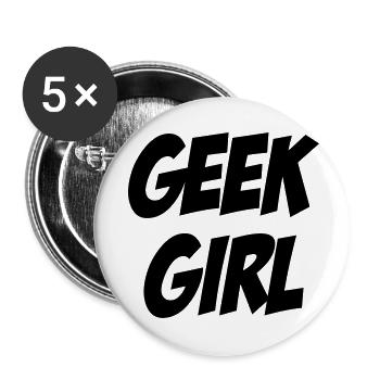 Geek Girl - Buttons small 1''/25 mm (5-pack) - white - Front
