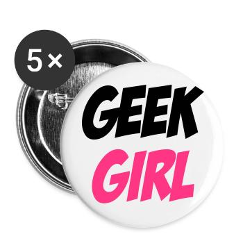 Geek Girl - Buttons small 1''/25 mm (5-pack) - white - Front