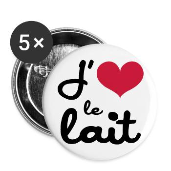 J'aime le lait - Bébé - Lot de 5 petits badges (25 mm) - blanc - Devant