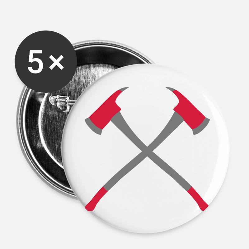 feu 2 axes - Lot de 5 petits badges (25 mm) - blanc