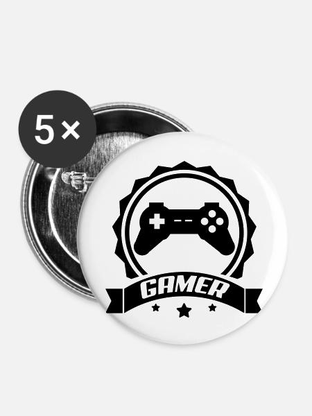 gamer - Buttons klein 25 mm (5er Pack) - Weiß