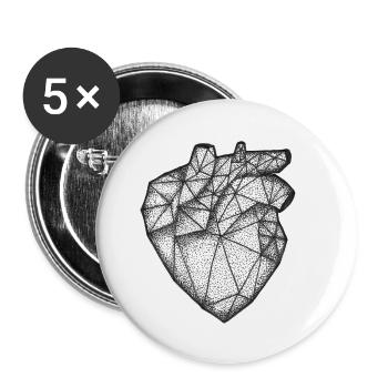 Organisches Herz geometrisch - Buttons klein 25 mm (5er Pack) - Weiß - Vorne