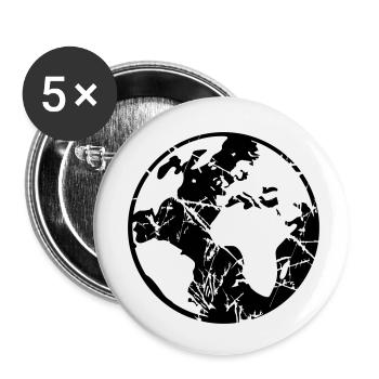 earth planet world world trip scratch cracks europe us - Buttons small 1''/25 mm (5-pack) - white - Front