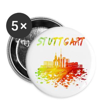 Stuttgart Skyline / Schwaben Stadt Schwarzwald - Buttons klein 25 mm (5er Pack) - Weiß - Vorne