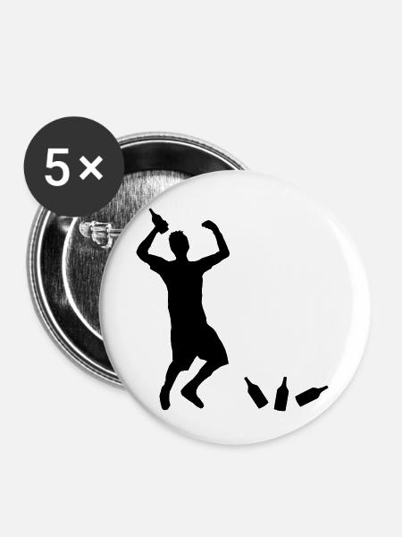Mann Bierflaschen - Buttons klein 25 mm (5er Pack) - Weiß