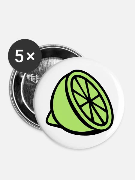 Limette - Buttons klein 25 mm (5er Pack) - Weiß