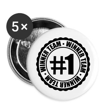 first 1 winner team friends red bars logo coo - Buttons small 1''/25 mm (5-pack) - white - Front