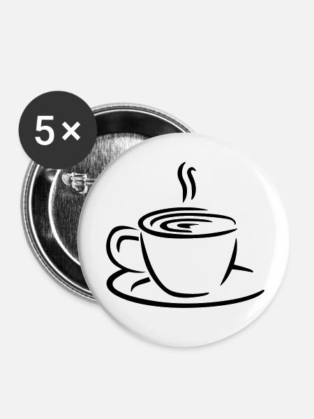 Kaffee - Buttons klein 25 mm (5er Pack) - Weiß