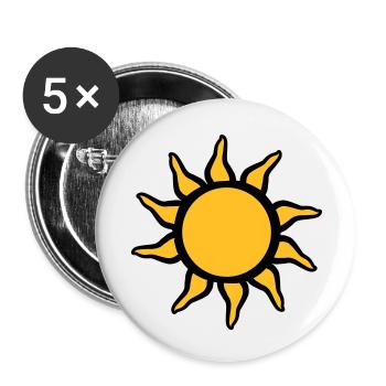 Schöne Strahlende Sonne - Buttons klein 25 mm (5er Pack) - Weiß - Vorne