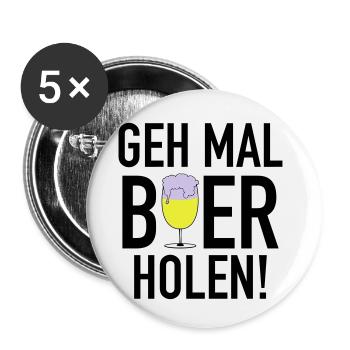 Bier holen 3c - Buttons klein 25 mm (5er Pack) - Weiß - Vorne
