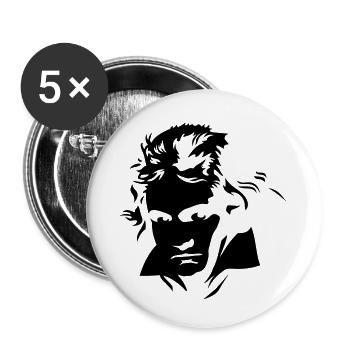 komponist klassische musik gesicht von beethoven - Buttons klein 25 mm (5er Pack) - Weiß - Vorne