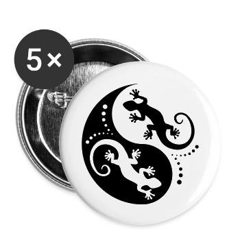 YIN & YANG Geckos black - Buttons klein 25 mm (5er Pack) - Weiß - Vorne