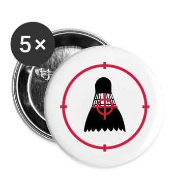 Badminton - Buttons klein 25 mm (5er Pack) - Weiß - Vorne