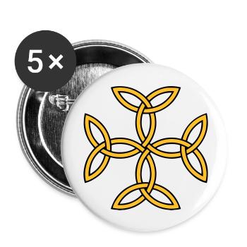Tattoo mit endlosem Knoten und keltischem Kreuz - Buttons klein 25 mm (5er Pack) - Weiß - Vorne